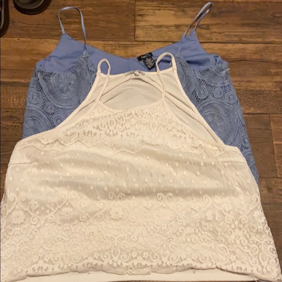 Tops - 2 spaghetti strap lace cropped tops